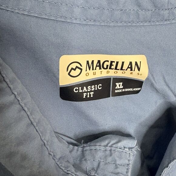 Magellan Outdoors Blue Classic Fit Short Sleeve Button Up Shirt Size XL Mens - Picture 2 of 6